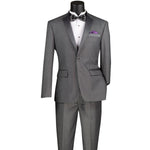 ChicCovenant Collection: Grey 2 Piece Solid Color Single Breasted Slim Fit Tuxedo