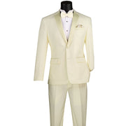 ChicCovenant Collection: Ivory 2 Piece Solid Color Single Breasted Slim Fit Tuxedo