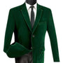 Countess Collection: Emerald Velvet Solid Color Single Breasted Regular Fit Blazer