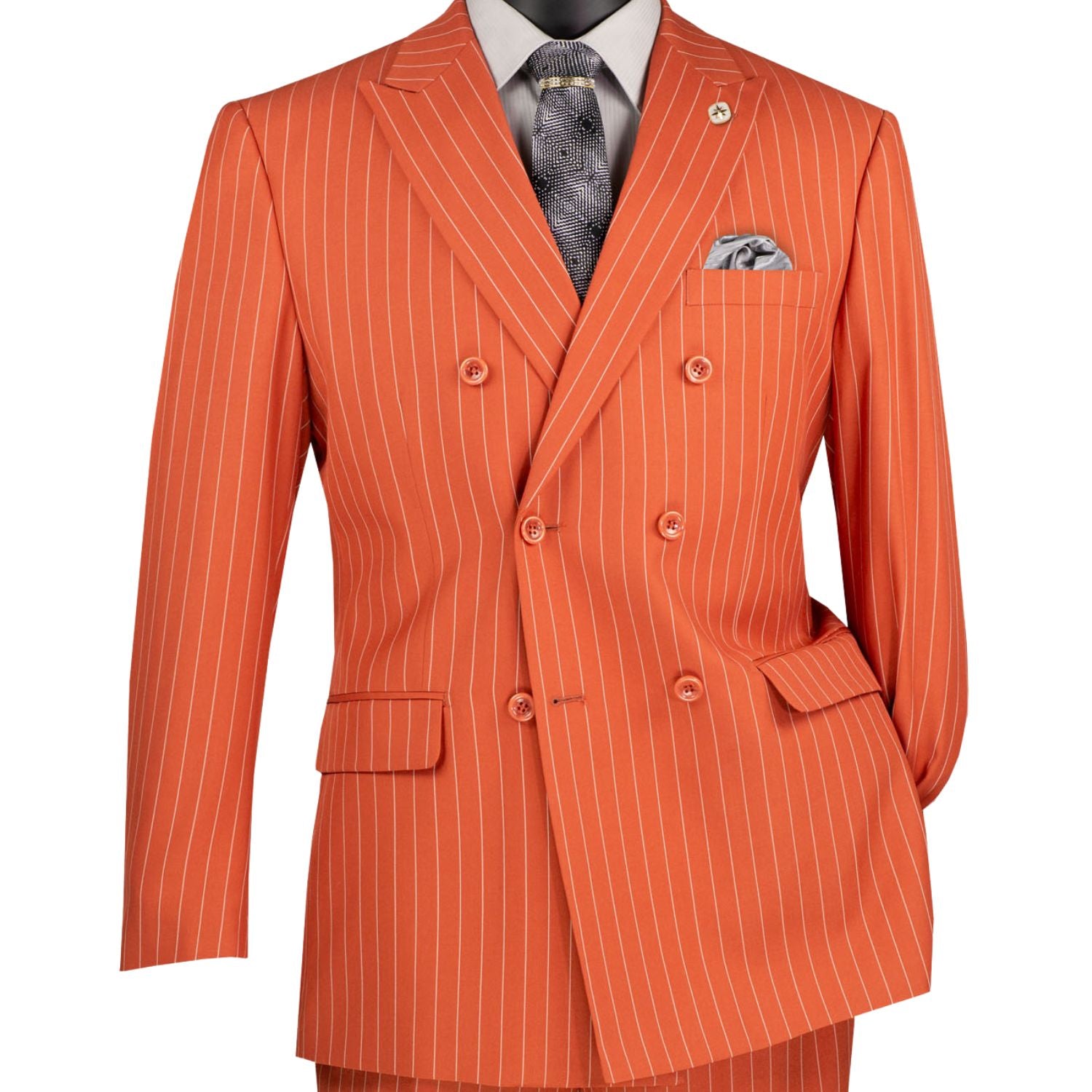 【完売品】FLARE DOUBLE-BREASTED STRIPED SUIT Canyon Clay Gangster Stripe Double Breasted Suit – Suits & More