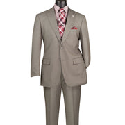 Prestigio Collection: Grey 2 Piece Solid Color Single Breasted Regular Fit Suit