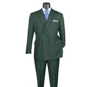 Majestify Collection: Hunter Green 2 Piece Solid Color Double Breasted Regular Fit Suit