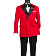 Albireo Collection: Red 2-Piece Double-Breasted Tuxedo - Modern Fit - Satin Peak Lapel