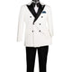 Albireo Collection: White 2-Piece Double-Breasted Tuxedo - Modern Fit - Satin Peak Lapel