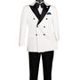 Albireo Collection: White 2-Piece Double-Breasted Tuxedo - Modern Fit - Satin Peak Lapel