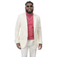 Men’s Velvet Blazer Single-Breasted 2-Button Modern Fit - Cream