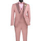 Kraz Collection: Mauve 3-Piece Single-Breasted 1-Button Peak Lapel Slim Fit Suit - Luxury Wool Feel