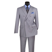 Majestify Collection: Light Gray 2 Piece Solid Color Double Breasted Regular Fit Suit
