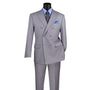 Majestify Collection: Light Gray 2 Piece Solid Color Double Breasted Regular Fit Suit