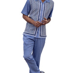 Titan Collection: Men's Symmetrical Argyle Walking Suit Set In Vista Blue