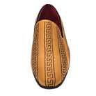 gold and black crystal studded satin smoking loafer front view
