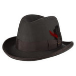 Scala Godfather Structured Wool Felt Homburg Hat in Charcoal