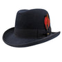 Scala Godfather Structured Wool Felt Homburg Hat in Navy