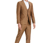 Poseidon Collection: 3-Piece Slim Fit Windowpane Suit For Men In Walnut