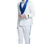 Whisper Collection: Men's 2-Piece Paisley Suit In White/Royal - Slim Fit