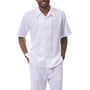Extenuate Collection: Men's Solid Tone on Tone 2-Piece Walking Suit Shorts Set in White