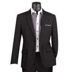 Luxelore Collection: Black Solid Color Single Breasted Slim Fit Blazer