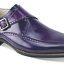 Genuine Leather: Purple Single Monk Strap Moc Toe Shoes