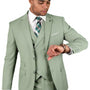 Qualitique Collection: Apple Green 3PC Modern Fit Suit with Double Breasted Vest