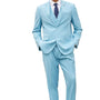 PoshPerry Collection: Men's 3 Piece Solid Textured Hybrid Fit Suit In Aqua