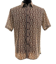 Brown Geometric Medallion Print Short Sleeve Shirt