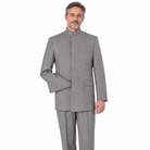Light Gray 2-Piece Hidden-Button Clergy Suit - model view