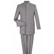 Light Gray 2-Piece Hidden-Button Clergy Suit
