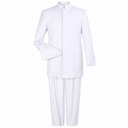 White 2-Piece Hidden-Button Clergy Suit