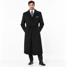 Black Belted Microfiber Duster Coat - generated model view