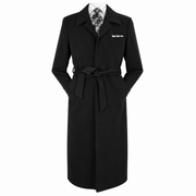 Black Belted Microfiber Duster Coat