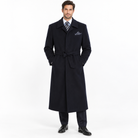 Navy Belted Microfiber Duster Coat - generated model view