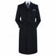 Navy Belted Microfiber Duster Coat