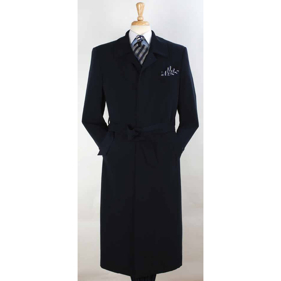 Navy Belted Microfiber Duster Coat - supplier reference