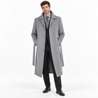 Gray Belted Microfiber Duster Coat - generated model view
