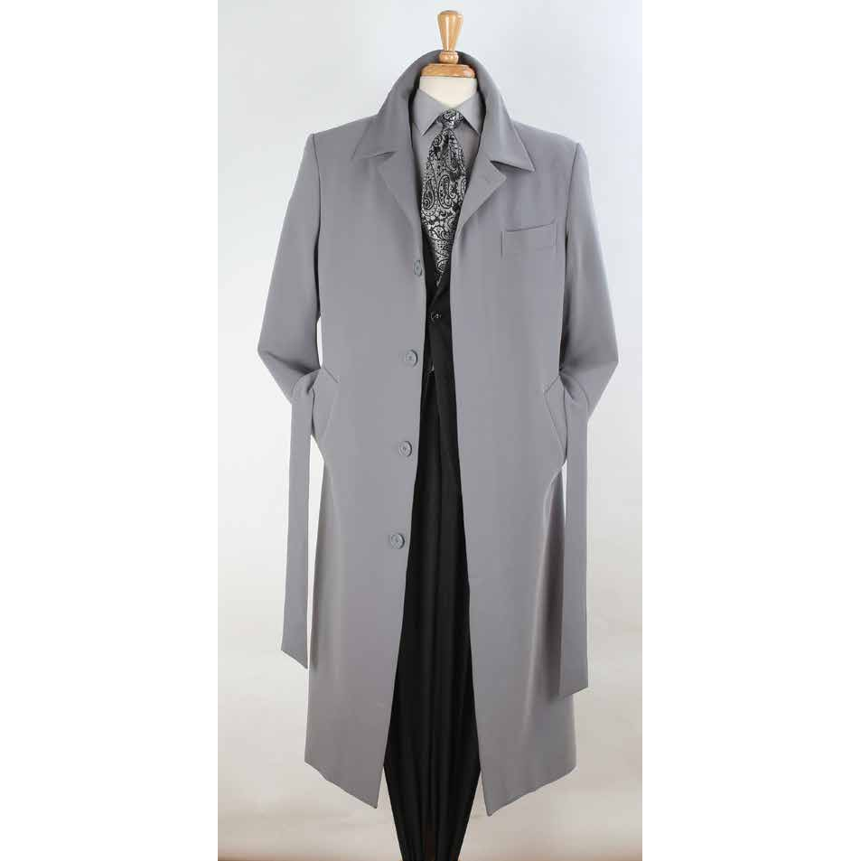 Gray Belted Microfiber Duster Coat - supplier reference