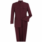 Burgundy Burgundy 2-Piece Mandarin-Collar Fashion Suit generated product view