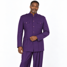 Purple Purple 2-Piece Mandarin-Collar Fashion Suit generated model view