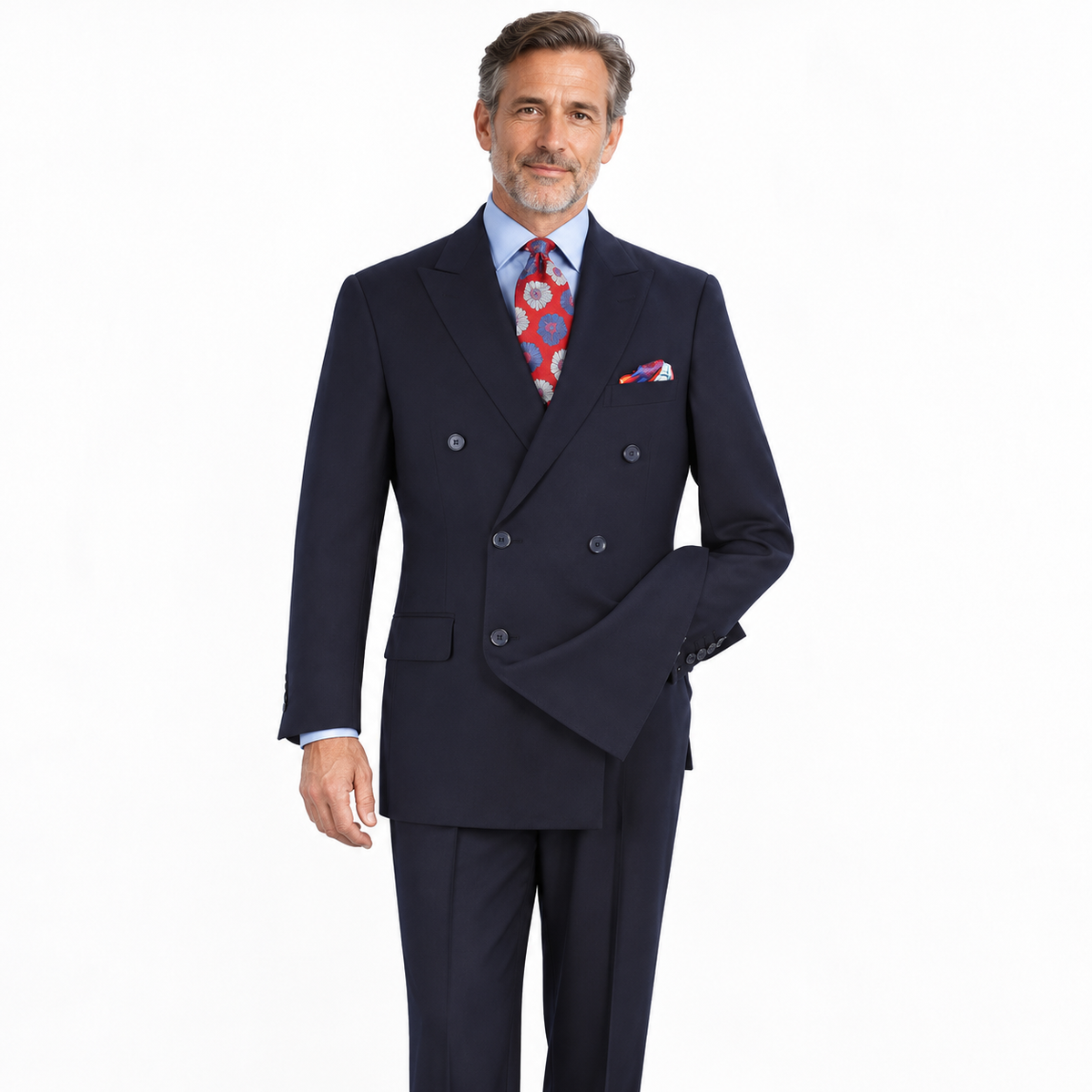 Navy 2-Piece Classic Fit Double-Breasted Suit - generated model view