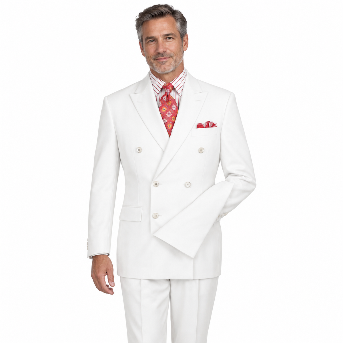 White White 2-Piece Classic Fit Double-Breasted Suit generated model view