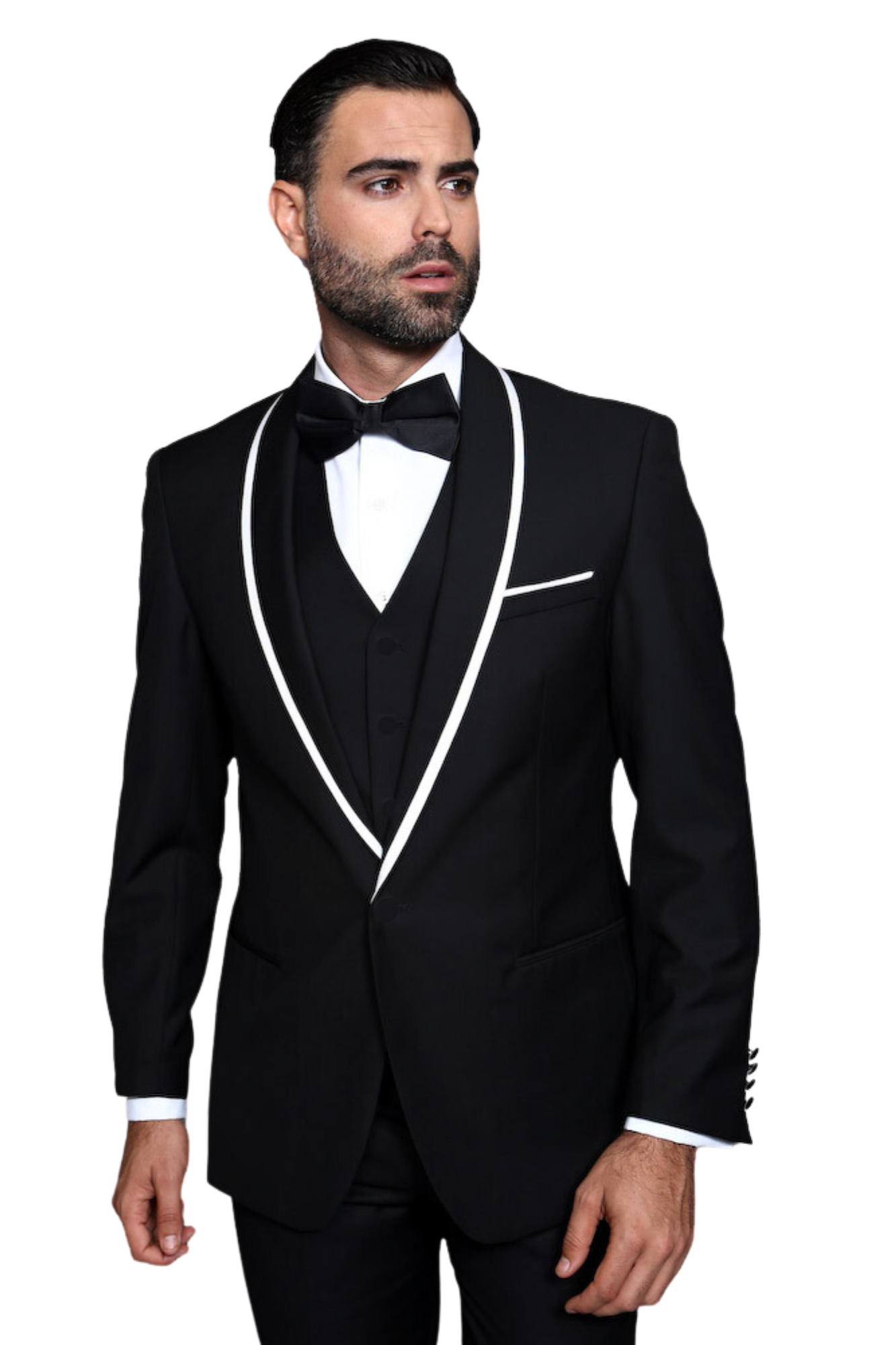 Black 3PC Suit with Bow Tie 100% Wool Tailored Fit – Suits & More