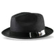 Innovique Collection: Black White Bottom Braided Stingy Brim Pinch Fedora Hat
