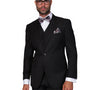 Pan Prestige Collection: 3PC Modern Fit Solid Color Suit With Super 180's Italian Wool In Black