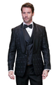 Bronte Bliss Collection: 3PC Modern Fit Tuxedo With Satin Pants And Side Seam In Black