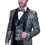 Eclipse Elegance Collection: 3PC Modern Fit Shawl Lapel Tuxedo With Woven Fabric In Black