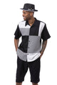 Tykes Collection: Houndstooth Color Block 2-Piece Shorts Set Walking Suit In Black