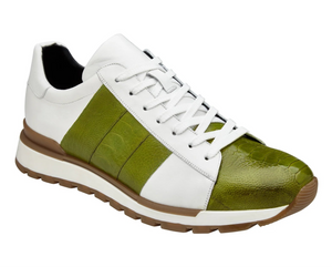 Belvedere Blake Lime & White Ostrich & Italian Calf Leather Sneaker