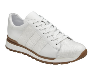Belvedere Blake Collection: White Ostrich & Italian Calf Leather Sneaker