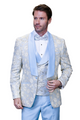 Bronte Bliss Collection: 3PC Modern Fit Tuxedo With Satin Pants And Side Seam In Sky Blue