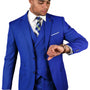 Qualitique Collection: Royal Blue 3PC Modern Fit Suit with Double Breasted Vest