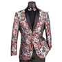 Cosmos Collection: Burgundy 2 Button Paisley Pattern Single Breasted Modern Fit Blazer